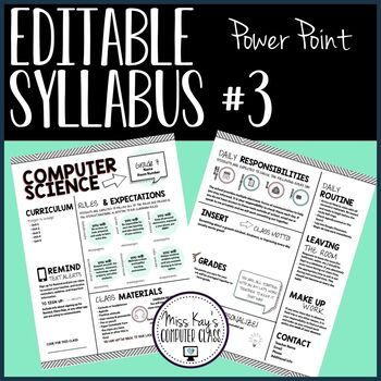 Preview of Editable Syllabus #3 (Power Point)