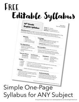 Preview of Editable One-Page Syllabus