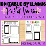 Editable Syllabus | Any Subject or Grade | Back to School 