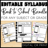 Editable Syllabus BUNDLE | Any Subject or Grade | Back to 