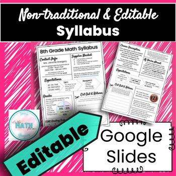 Preview of Editable Syllabus | Back to School | First Day of School | Expectations 