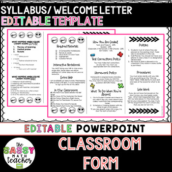 Preview of Editable Syllabus Brochure - Interactive Notebooks - Back to School Night