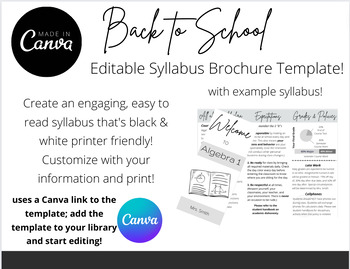 Preview of Editable Syllabus Brochure - edit in Canva!