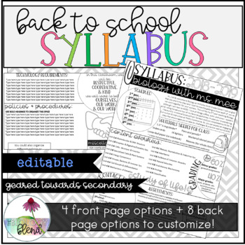 Preview of Editable Syllabus: Doodle Icon Style