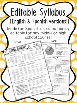 Preview of Editable Visual Syllabus with English & Spanish Versions