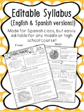 Editable Visual Syllabus with English & Spanish Versions