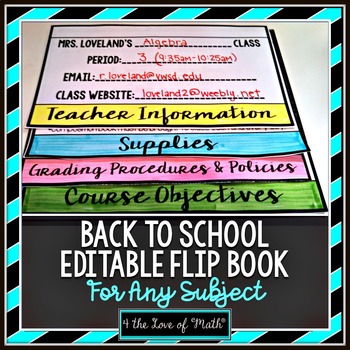 Preview of Free Back to School Editable Flip Book