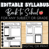 Editable Syllabus | Open House | Parent Night | Back to Sc