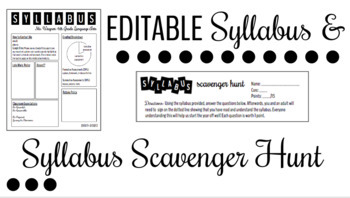 Preview of Editable Syllabus & Scavenger Hunt