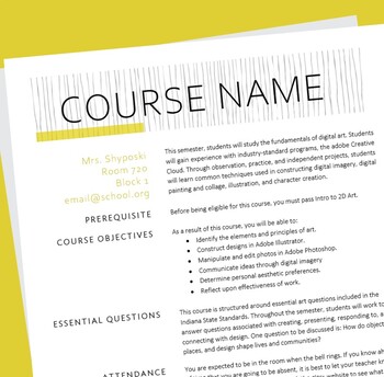 Preview of Editable Syllabus Template #3 - Modern & Professional - Editable