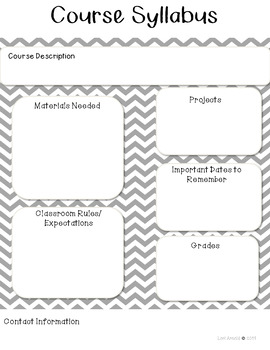 Preview of Editable Course Syllabus Template for Middle School and High School