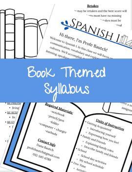 Preview of Editable Syllabus Template -Book Themed