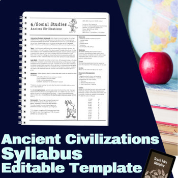 Preview of Editable Syllabus Template for Ancient Civilizations