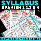 Editable Syllabus Template for Spanish 1, 2, 3 & 4 Back to