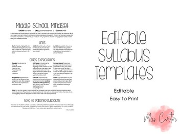 Preview of Editable Syllabus Templates
