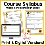 Editable Syllabus Templates Sunflower Theme Middle and Hig