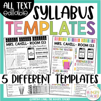 Preview of Editable Syllabus Templates and Infographic Syllabus Templates Back to School