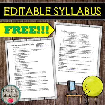 Preview of Editable Syllabus for Any Classroom