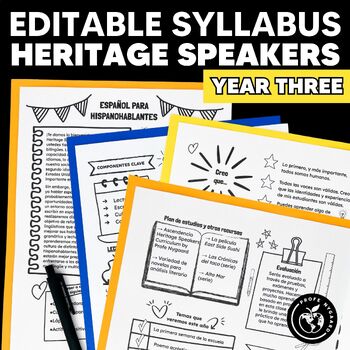 Preview of Editable Syllabus for Heritage Spanish Speakers Year Three - Plan de Estudios
