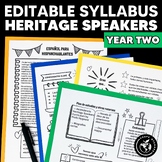 Editable Syllabus for Heritage Spanish Speakers Year Two -