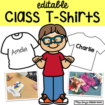 Preview of Editable T Shirt Template for Bulletin Boards, Classroom Community