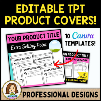 Preview of Editable TPT Product Cover Thumbnail Templates - Canva Designs