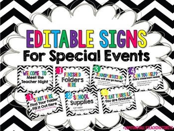 Preview of Editable Table Signs Chevron