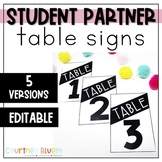 Editable Table Signs - Student Partners and Class Jobs