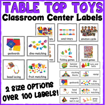 Preview of Table Top Toys and Sensory Labels for 3K, Pre-K, Preschool & Kinder