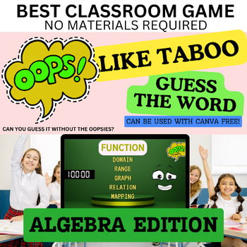 Preview of Editable Taboo-like Game | ALGEBRA Vocabulary | End of Year Game