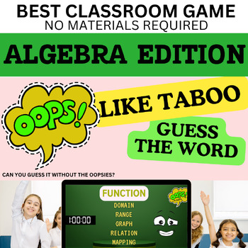 Preview of Editable Taboo-like Game | ALGEBRA Vocabulary | End of Year Game