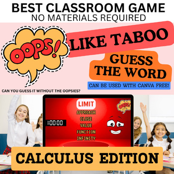 Preview of Editable Taboo-like Game | CALCULUS Review Vocab | End of Year Game