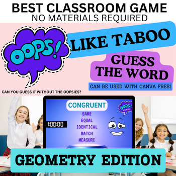 Preview of Editable Taboo-like Game | GEOMETRY Vocabulary | End of Year Game
