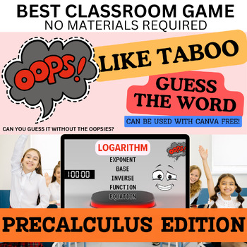 Preview of Editable Taboo-like Game | PRECALCULUS Review Vocab | First/Last Day of School