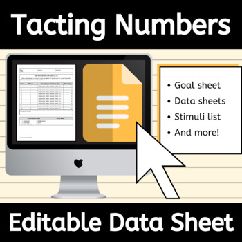 Preview of Editable Tacting Numbers 1 to 50 Data Sheet Google Doc™ for Recognition in ABA