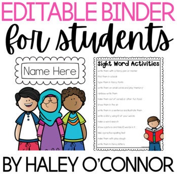 Student Take Home Binder for Parent Communication {Completely Editable}