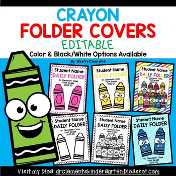 Preview of Editable Take Home Folder Cover | Crayons | Back to School | Supplies