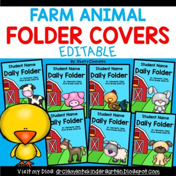 Preview of Editable Take Home Folder Cover | Farm Animals | Back to School