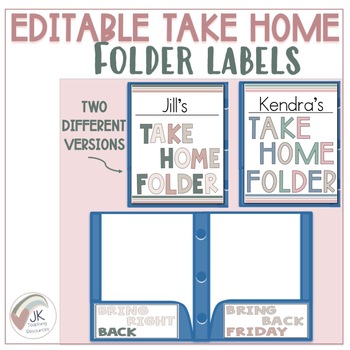 Preview of Editable Take Home Folder Cover & Inside Flap Labels | Homework | Communication|