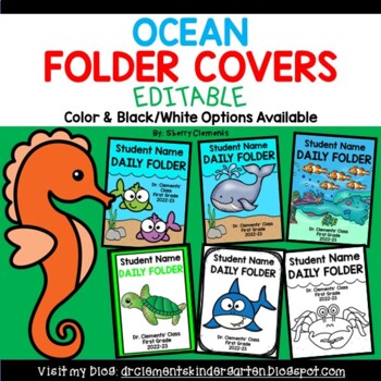 Preview of Editable Take Home Folder Cover | Ocean | Back to School | Under the Sea