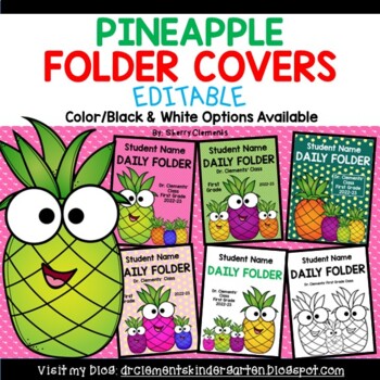 Preview of Editable Take Home Folder Cover | Pineapple | Back to School