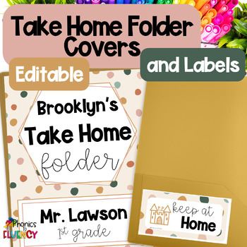 Preview of Editable Take Home Folder Covers and Take Home Folder Labels - Boho