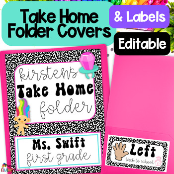 Preview of Editable Take Home Folder Covers and Take Home Folder Labels - Retro