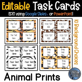 Preview of Editable Task Card Template - Animal Print Designs