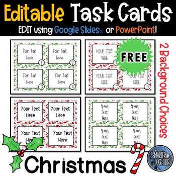 Preview of Editable Task Card Template - Christmas