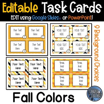 Preview of Editable Task Card Template - Fall Colors (Halloween and Thanksgiving)