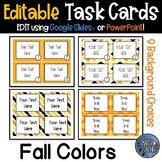 Editable Task Card Template - Fall Colors (Halloween and T
