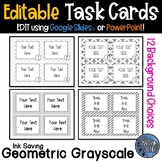 Editable Task Card Template - Grayscale Geometric Designs