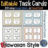 Editable Task Card Template - Hawaiian Luau