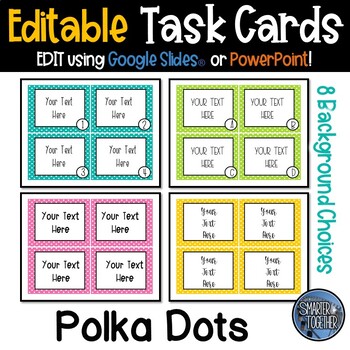 Preview of Editable Task Card Template - Polka Dots